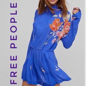 Free People Blue Tunic Shirt Dress Orange Flower